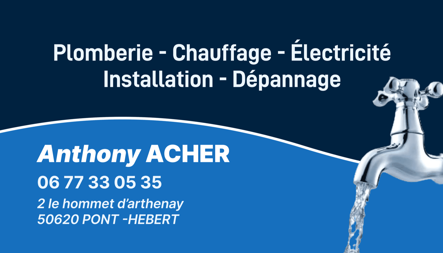 Carte de visite Anthony ACHER — Plomberie, chauffage, électricité